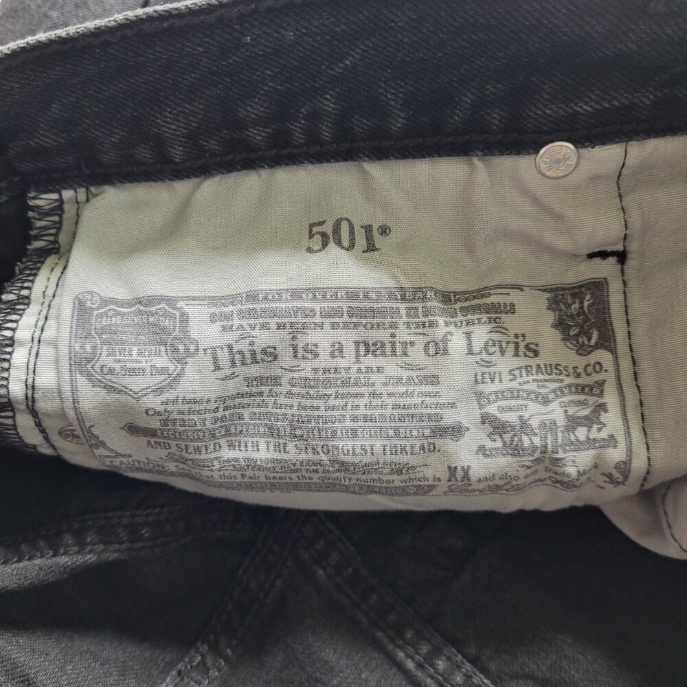 Levis 501 Original Cutoff Shorts Black High Rise Size 28 Button Fly Festival - Picture 12 of 12